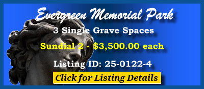 3 Single Grave Spaces $3500ea! Evergreen Memorial Park Athens, GA Sundial 2 #cemeteryexchange 25-0122-4