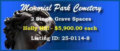 2 Single Grave Spaces $5900ea! Memorial Park Cemetery Memphis, TN Holly Hill #cemeteryexchange 25-0127-8