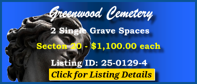 2 Single Grave Spaces $1100ea! Greenwood Cemetery Atlanta, GA Section 20 #cemeteryexchange 25-0129-4