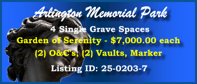 4 Single Grave Spaces $7Kea! Arlington Memorial Park Sandy Springs, GA Serenity #cemeteryexchange 25-0203-7