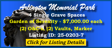 4 Single Grave Spaces $7Kea! Arlington Memorial Park Sandy Springs, GA Serenity #cemeteryexchange 25-0203-7