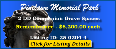 2 DD Companion Grave Spaces $6200ea! Pinelawn Memorial Park Farmingdale, NY Remembrance #cemeteryexchange 25-0204-4