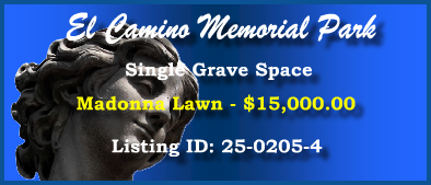 Single Grave Space $15K! El Camino Memorial Park San Diego, CA Madonna Lawn #cemeteryexchange 25-0205-4