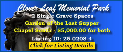 2 Single Grave Spaces $5K! Clover Leaf Memorial Park Woodbridge, NJ Last Supper #cemeteryexchange 25-0208-4