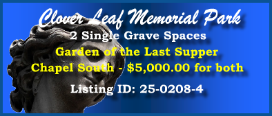 2 Single Grave Spaces $5K! Clover Leaf Memorial Park Woodbridge, NJ Last Supper #cemeteryexchange 25-0208-4