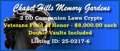 2 DD Companion Lawn Crypts $8Kea! Chapel Hills Memory Gardens Jacksonville, FL Field of Honor #cemeteryexchange 25-0217-6