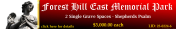 2 Single Grave Spaces $3Kea! Forest Hill East Memorial Park Memphis,TN Shepherds Psalm #cemeteryexchange 25-0224-6