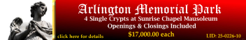 4 Single Crypts $17Kea! Arlington Memorial Park Sandy Springs, GA Sunrise Chapel #cemeteryexchange 25-0226-10