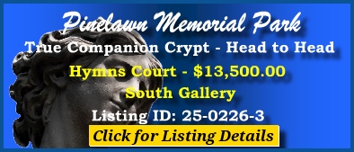 True Companion Crypt $13500! Pinelawn Memorial Park Farmingdale, NY Hymns Court #cemeteryexchange 25-0226-3