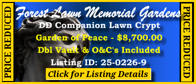 DD Companion Lawn Crypt $8700! Forest Lawn Memorial Gardens College Park, GA Peace #cemeteryexchange 25-0226-9