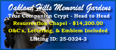 True Companion Crypt $14200! Oakland Hills Memorial Gardens Novi, MI Resurrection Chapel #cemeteryexchange 25-0324-3