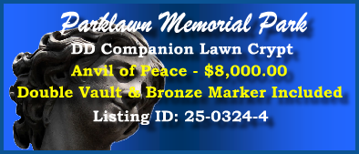 DD Companion Lawn Crypt $8K! Parklawn Memorial Park Rockville, MD Anvil of Peace #cemeteryexchange 25-0324-4