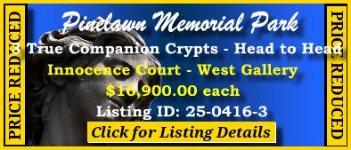 3 True Companion Crypts $16900ea! Pinelawn Memorial Park Farmingdale, NY Innocence Court #cemeteryexchange 25-0416-3