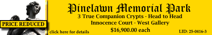 3 True Companion Crypts $16900ea! Pinelawn Memorial Park Farmingdale, NY Innocence Court #cemeteryexchange 25-0416-3