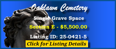 Single Grave Space $5500! Oaklawn Cemetery Jacksonville, FL Section E #cemeteryexchange 25-0421-5