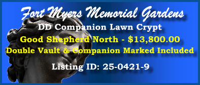 DD Companion Lawn Crypt $13800! Fort Myers Memorial Gardens Fort Myers, FL Good Shepherd North #cemeteryexchange 25-0421-9