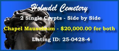 2 Single Crypts $20K! Holmdel Cemetery Holmdel, NJ Chapel Mausoleum #cemeteryexchange 25-0428-4