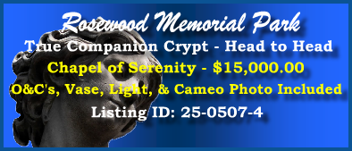 True Companion Crypt $15K! Rosewood Memorial Park Virginia Beach, VA Serenity #cemeteryexchange 25-0507-4