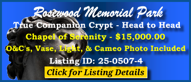 True Companion Crypt $15K! Rosewood Memorial Park Virginia Beach, VA Serenity #cemeteryexchange 25-0507-4