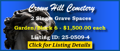 2 Single Grave Spaces $1500ea! Crown Hill Cemetery Wheat Ridge, CO Block 6 #cemeteryexchange 25-0509-4