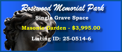 Single Grave Space $3995! Rosewood Memorial Park Virginia Beach, VA Masonic #cemeteryexchange 25-0514-6