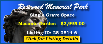 Single Grave Space $3995! Rosewood Memorial Park Virginia Beach, VA Masonic #cemeteryexchange 25-0514-6