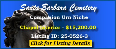 Companion Urn Niche for Sale $15200! Santa Barbara Cemetery Santa Barbara, CA Chapel #cemeteryexchange 25-0526-3
