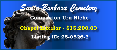 Companion Urn Niche for Sale $15200! Santa Barbara Cemetery Santa Barbara, CA Chapel #cemeteryexchange 25-0526-3