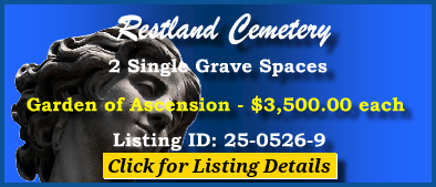 2 Single Grave Spaces $3500Kea! Restland Cemetery Dallas, TX Ascension #cemeteryexchange 25-0526-9
