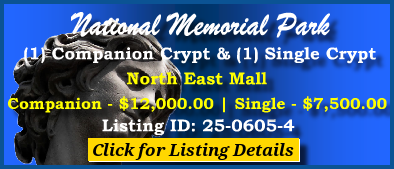 3 Crypts $19500K! National Memorial Park Falls Church, VA North East Mall #cemeteryexchange 25-0605-4