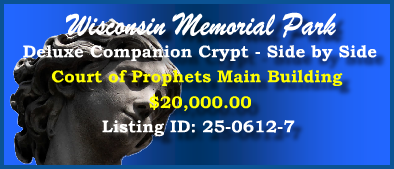 Deluxe Companion Crypt $20K! Wisconsin Memorial Park Brookfield, WI Main #cemeteryexchange 25-0612-7