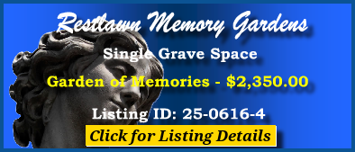Single Grave Space $2350! Restlawn Memory Gardens Salem, OR Memories #cemeteryexchange 25-0616-4