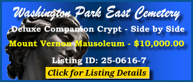 Deluxe Companion Crypt $10K! Washington Park East Cemetery Indianapolis, IN Mount Vernon #cemeteryexchange 25-0616-7