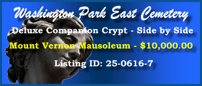 Deluxe Companion Crypt $10K! Washington Park East Cemetery Indianapolis, IN Mount Vernon #cemeteryexchange 25-0616-7