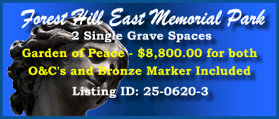 2 Single Grave Spaces $8800! Forest Hill East Memorial Park Memphis, TN Peace #cemeteryexchange 25-0620-3