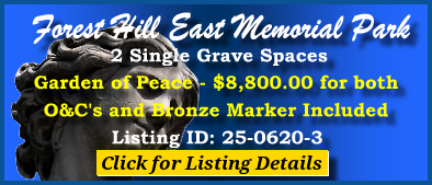 2 Single Grave Spaces $8800! Forest Hill East Memorial Park Memphis, TN Peace #cemeteryexchange 25-0620-3