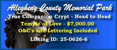 True Companion Crypt $7K! Allegheny County Memorial Park Allison Park, PA Temple of Love #cemeteryexchange 25-0626-6