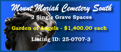 2 Single Grave Spaces $1400ea! Mount Moriah Cemetery South Kansas City, MO Angels #cemeteryexchange 25-0707-3
