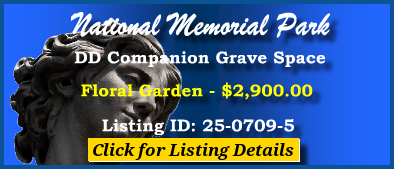 DD Companion Grave Space $2900! National Memorial Park Falls Church, VA Floral #cemeteryexchange 25-0709-5