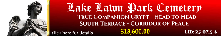 True Companion Crypt $13600! Lake Lawn Park Cemetery New Orleans, LA South Terrace #cemeteryexchange 25-0715-6